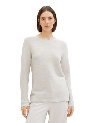 Tom Tailor  Gebreide trui met ronde hals, dusty alabaster melange