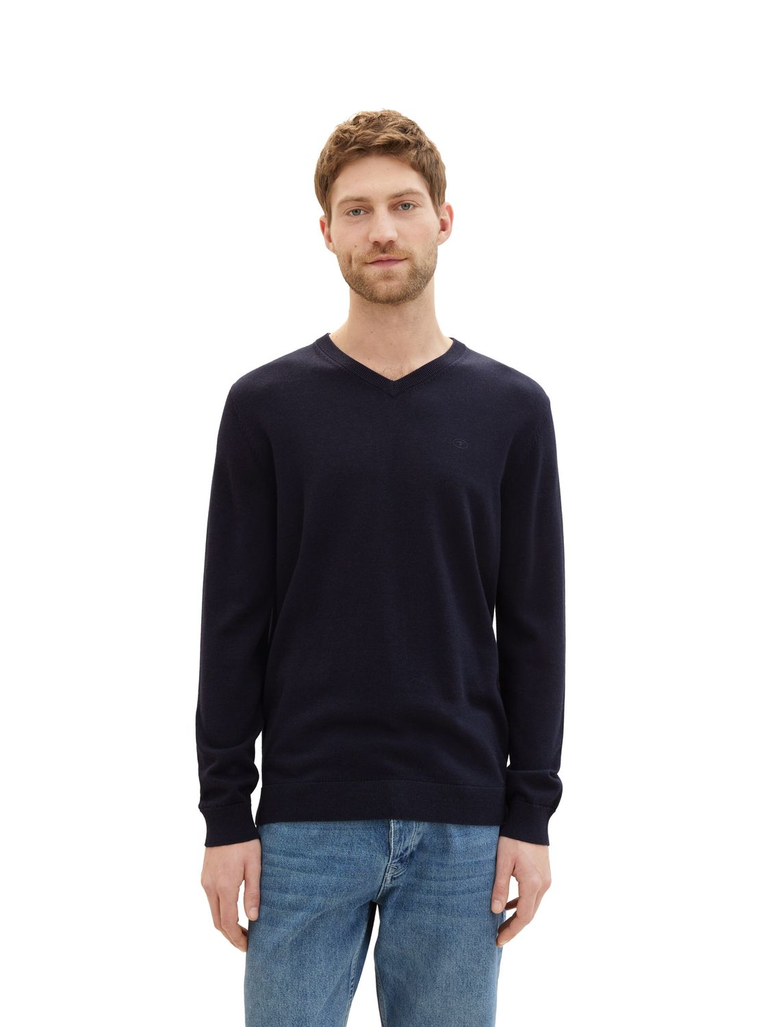 Tom Tailor gebreide trui met V-hals,, Knitted Navy Melange