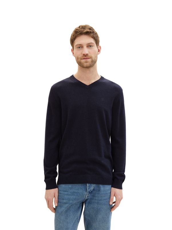 Tom Tailor gebreide trui met V-hals,, Knitted Navy Melange