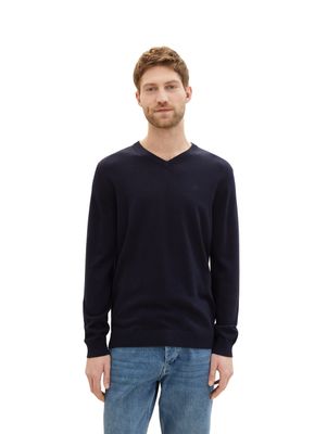 Tom Tailor gebreide trui met V-hals,, Knitted Navy Melange