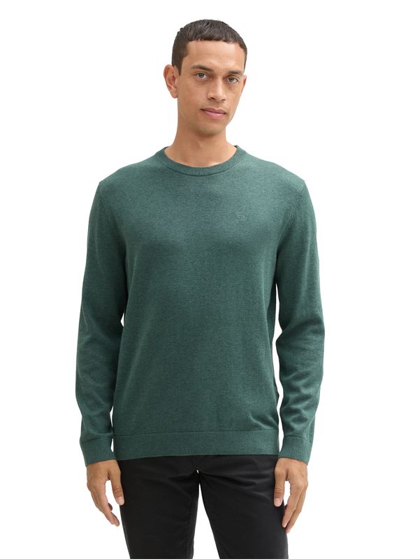 Tom Tailor Gebreide trui met ronde hals, green dust melange