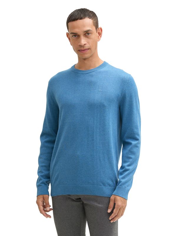 Tom Tailor Gebreide trui met ronde hals, ocean blue melange