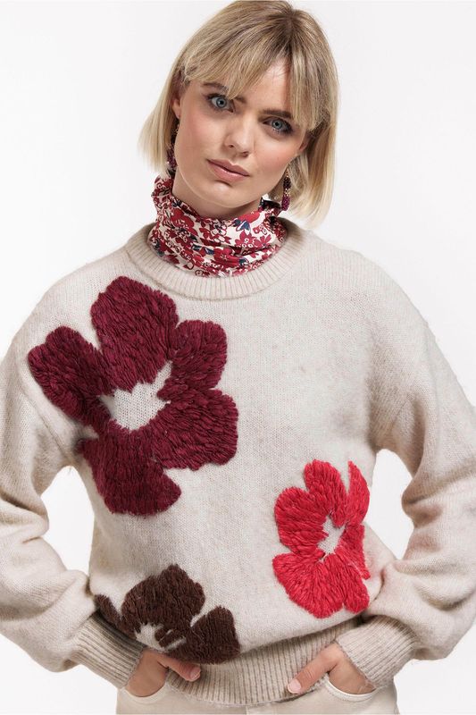 Studio Anneloes Nour flower pullover, kit/merlot