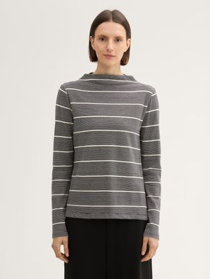 Tom Tailor gestreepte trui, black white irregular stripe