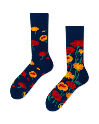 Many Mornings Flower power Navy, blauw