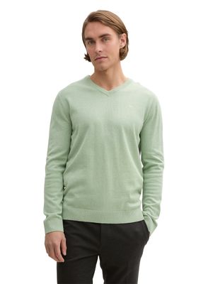 Tom Tailor basic v-neck, spring green melange