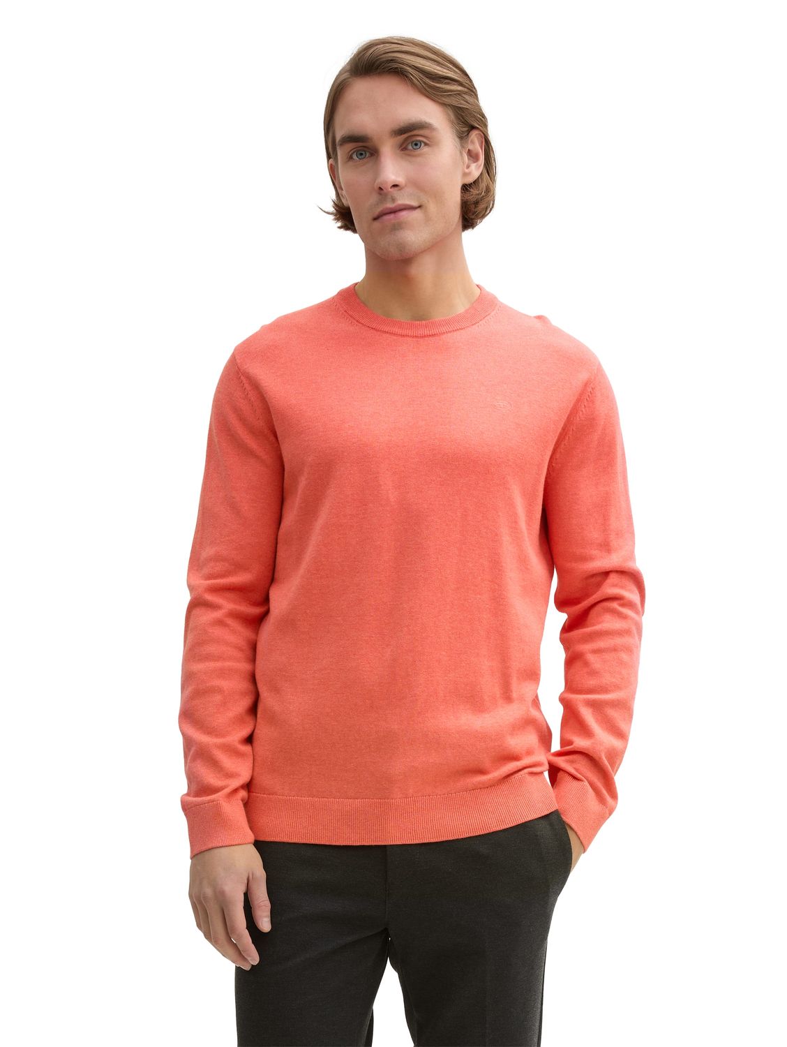 Tom Tailor basic gebreide trui, coral red melange