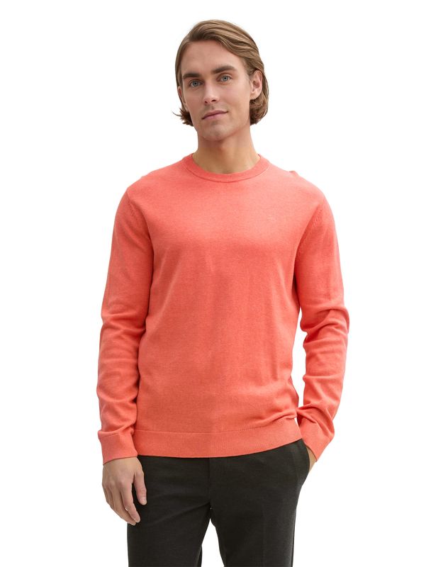 Tom Tailor basic gebreide trui, coral red melange