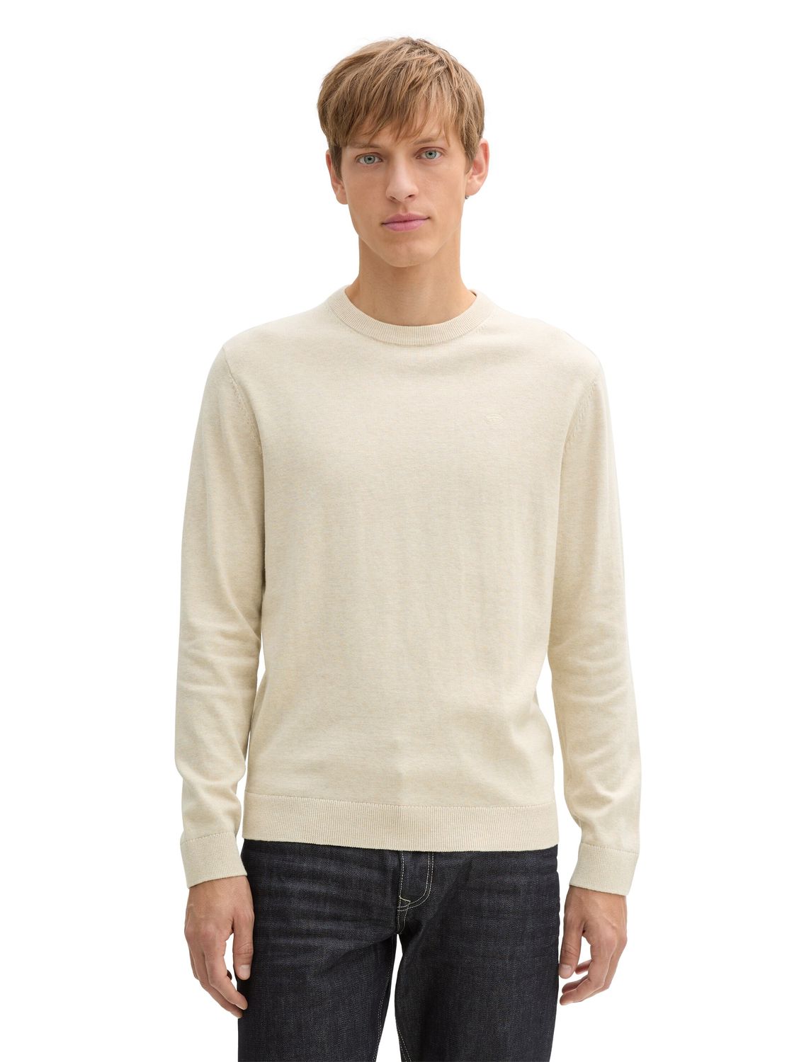 Tom Tailor basic gebreide trui, soft beige melange