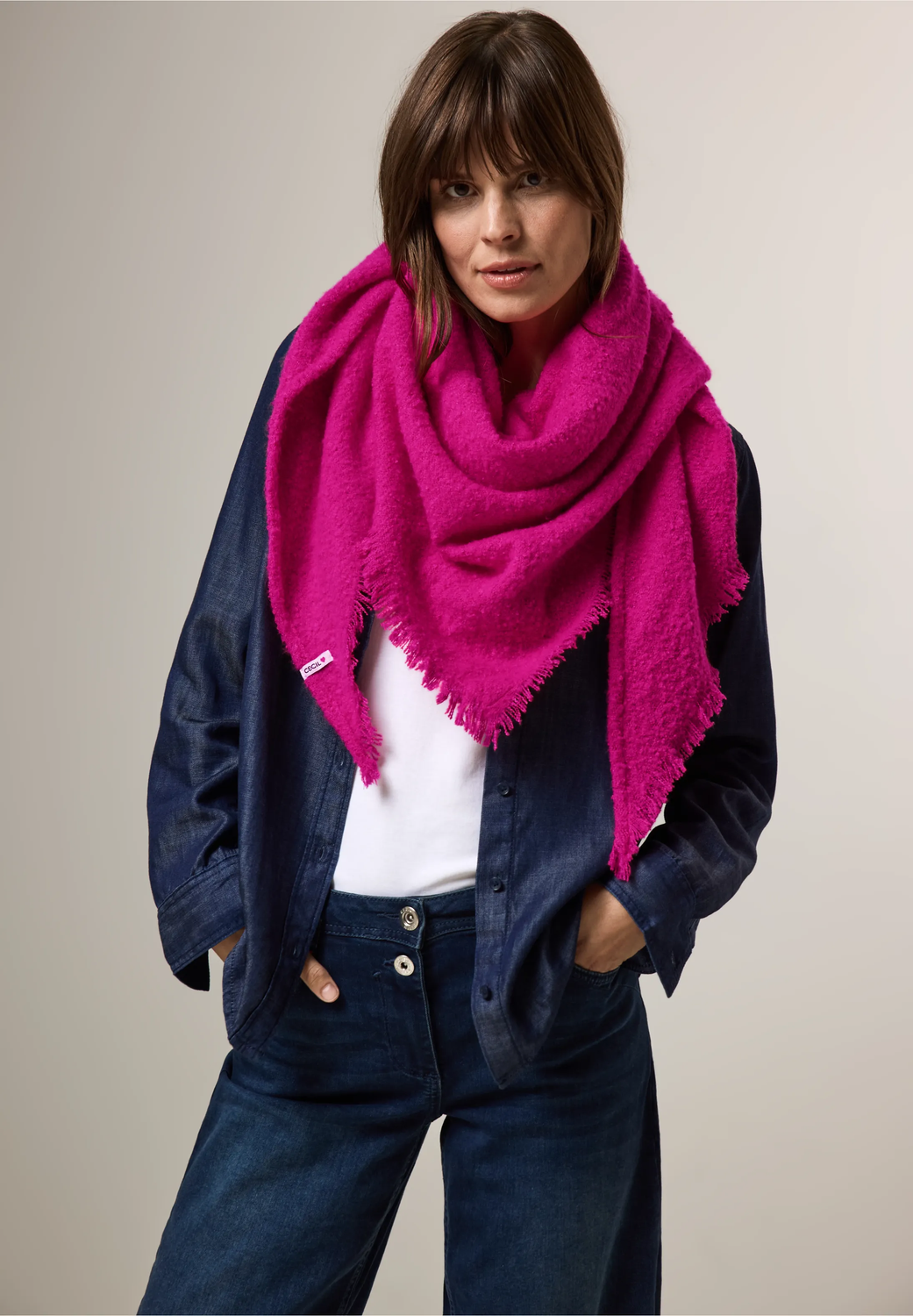 Cecil Bouclé sjaal,  lightning pink