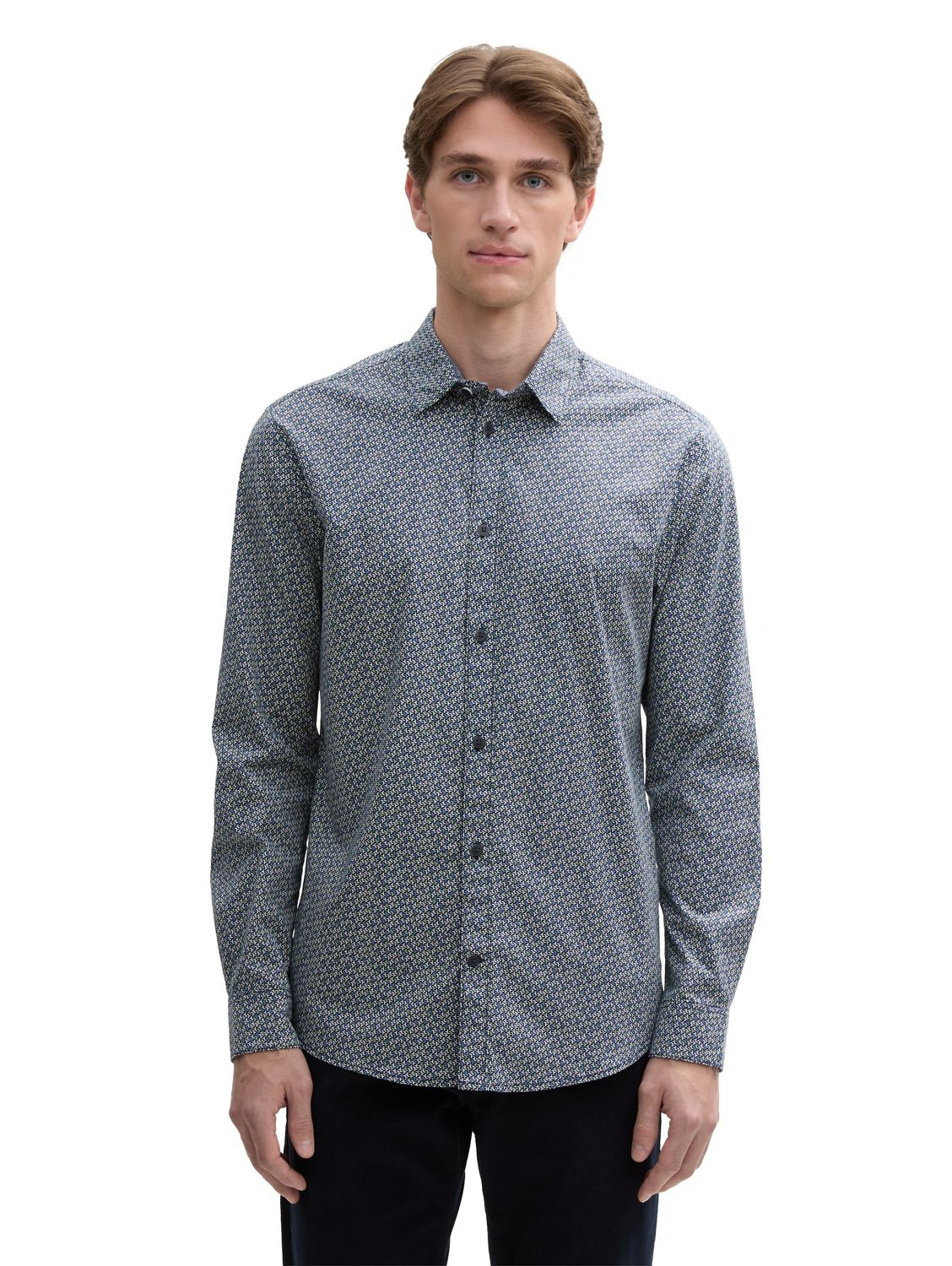 Tom Tailor fitted print, navy zig zag design