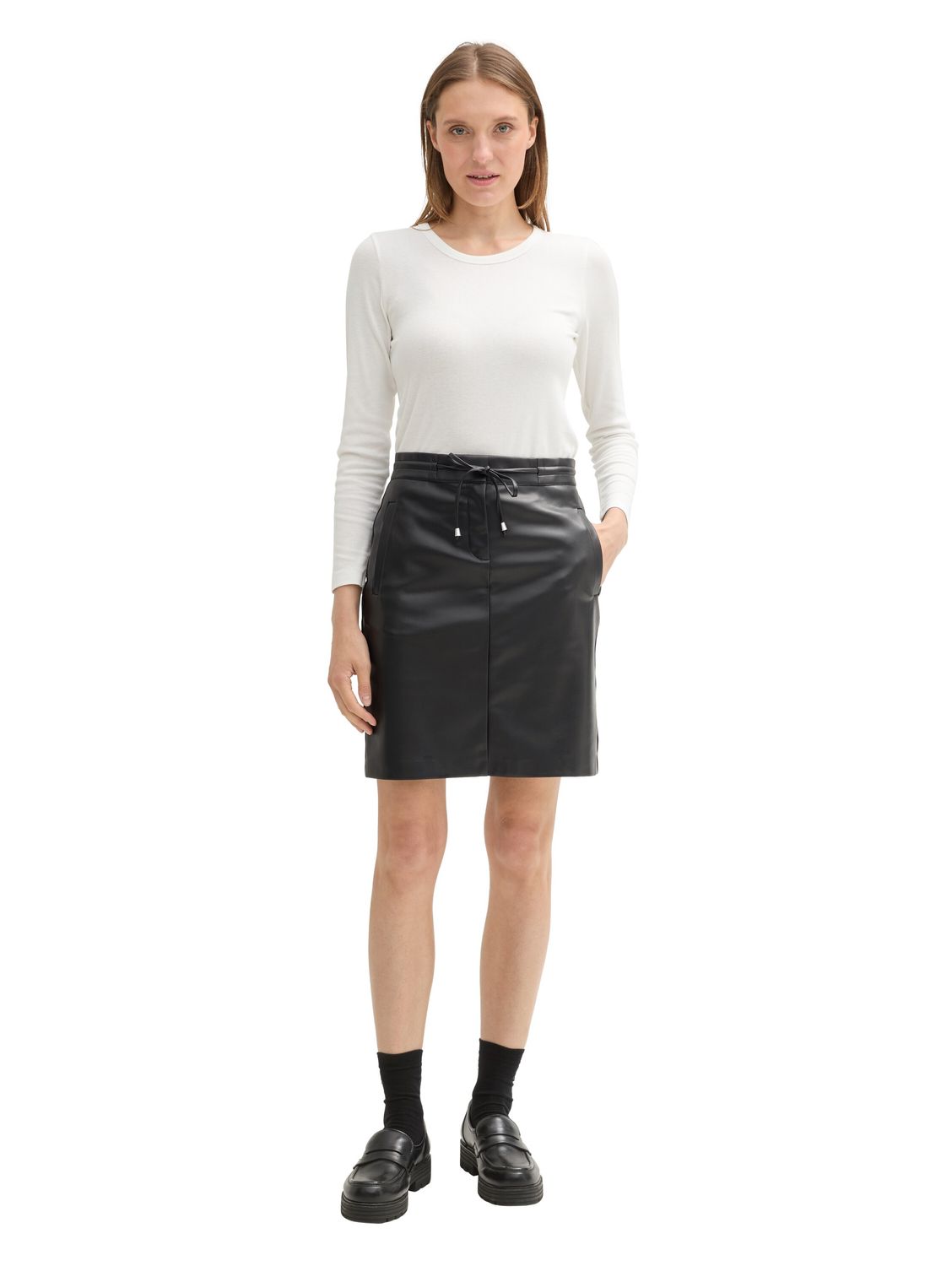 Tom Tailor custard leren rok, deep black