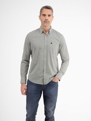 Lerros Shirt met lange mouwen, modieus minimaal bedrukt, sage green