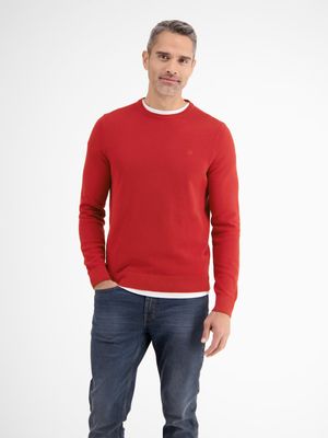 Lerros Lichtgewicht gebreide trui met een smalle ribstructuur, urban red
