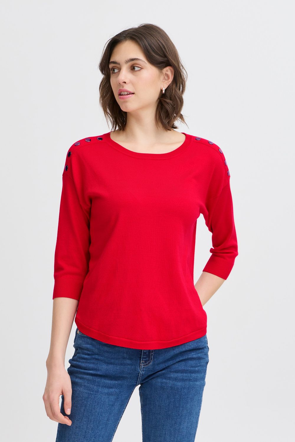 Fransa Zu Basic Pullover, Poinsettia