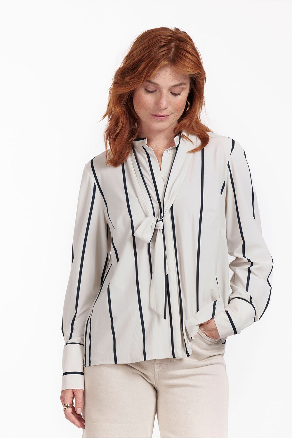 Studio Anneloes Birdy bow blouse, kit/dark blue