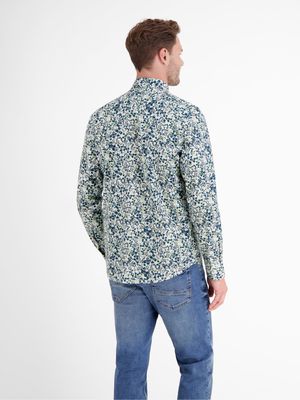 Lerros Overhemd met bloemenprint en stretch, white