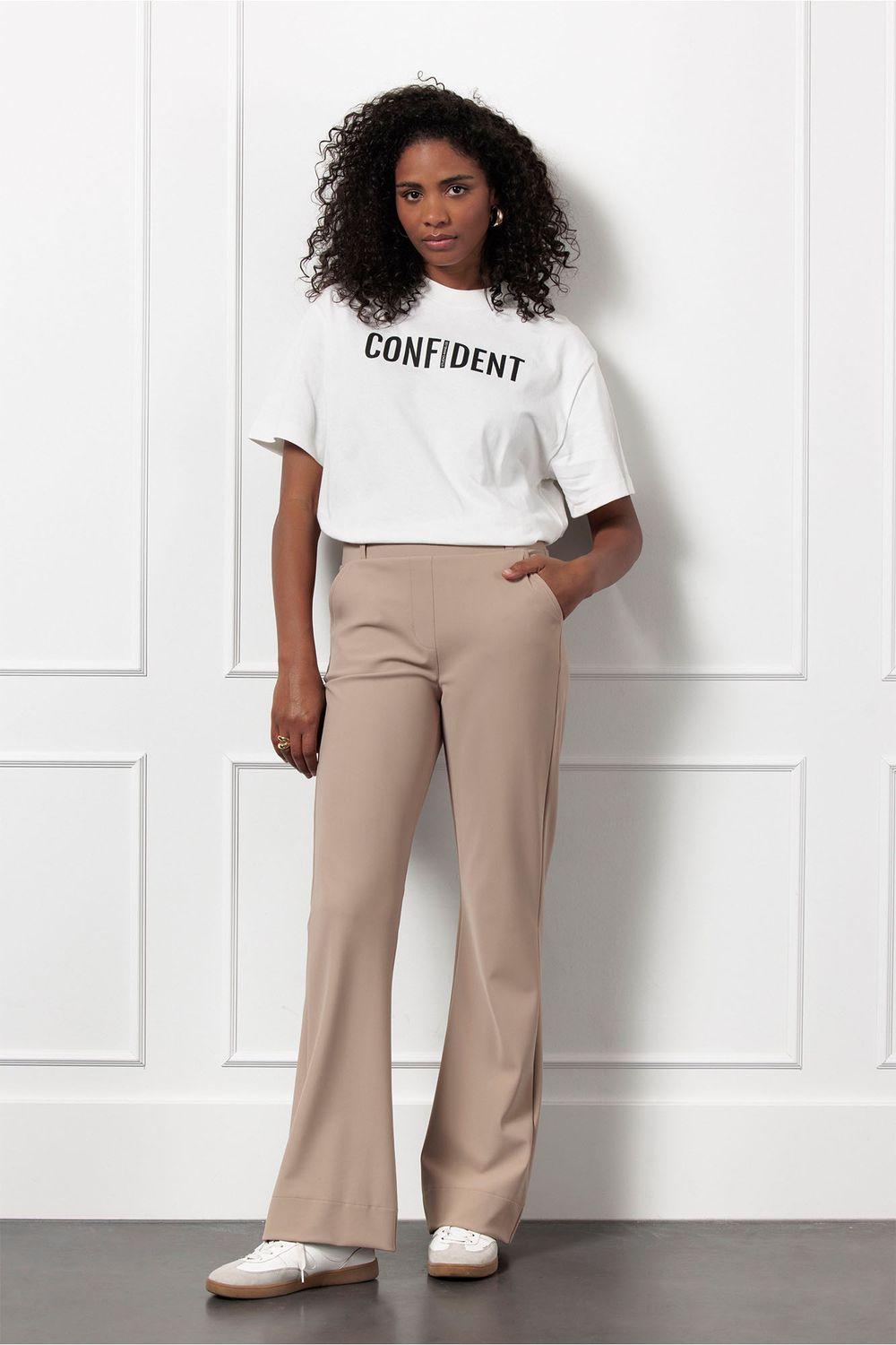 Studio Anneloes Flair bonded trousers, latte