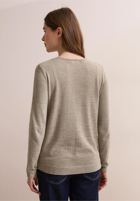 Cecil Strukturpullover, oak wood beige heath