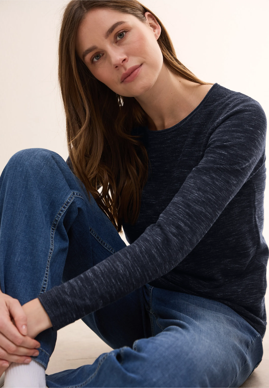 Cecil Strukturpullover, heather universal blue