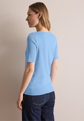 Cecil, T-shirt in effen kleur Lena, fresh light blue