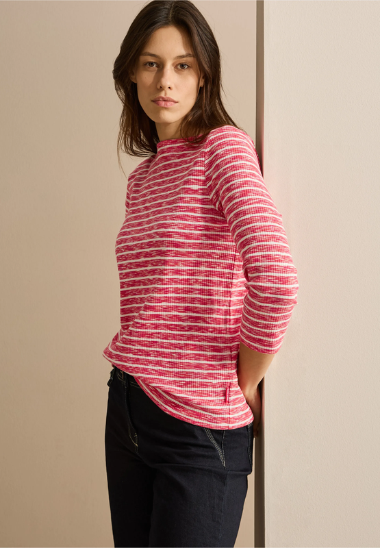 Cecil Gestreept gemêleerd shirt, multicolor red melange