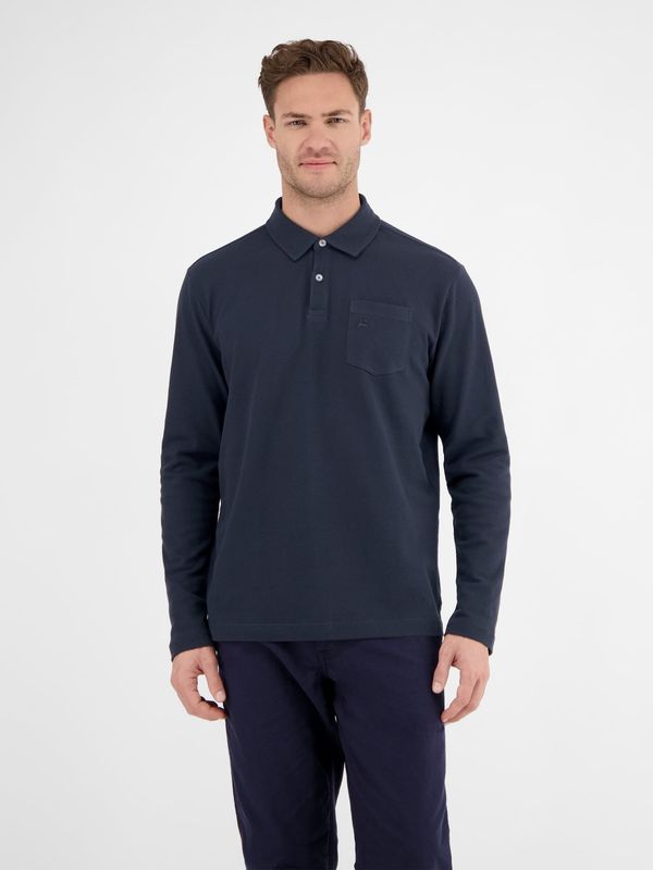 Lerros Herenpolo met lange mouwen van wafelpiqué, classic navy
