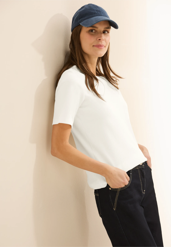 Cecil Basic geribd Shirt, vanilla white