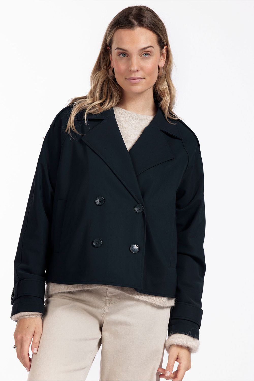Studio Anneloes Cato bonded trenchcoat, dark blue