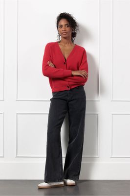 Studio Anneloes Haya mink cardigan, deep red