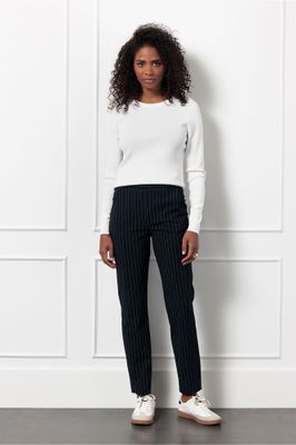 Studio Anneloes Anne pinstripe trousers, dark blue/off white
