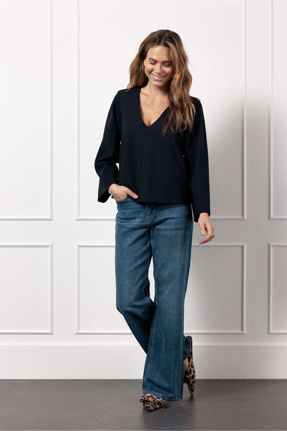 Studio Anneloes Cilou bonded top, dark blue