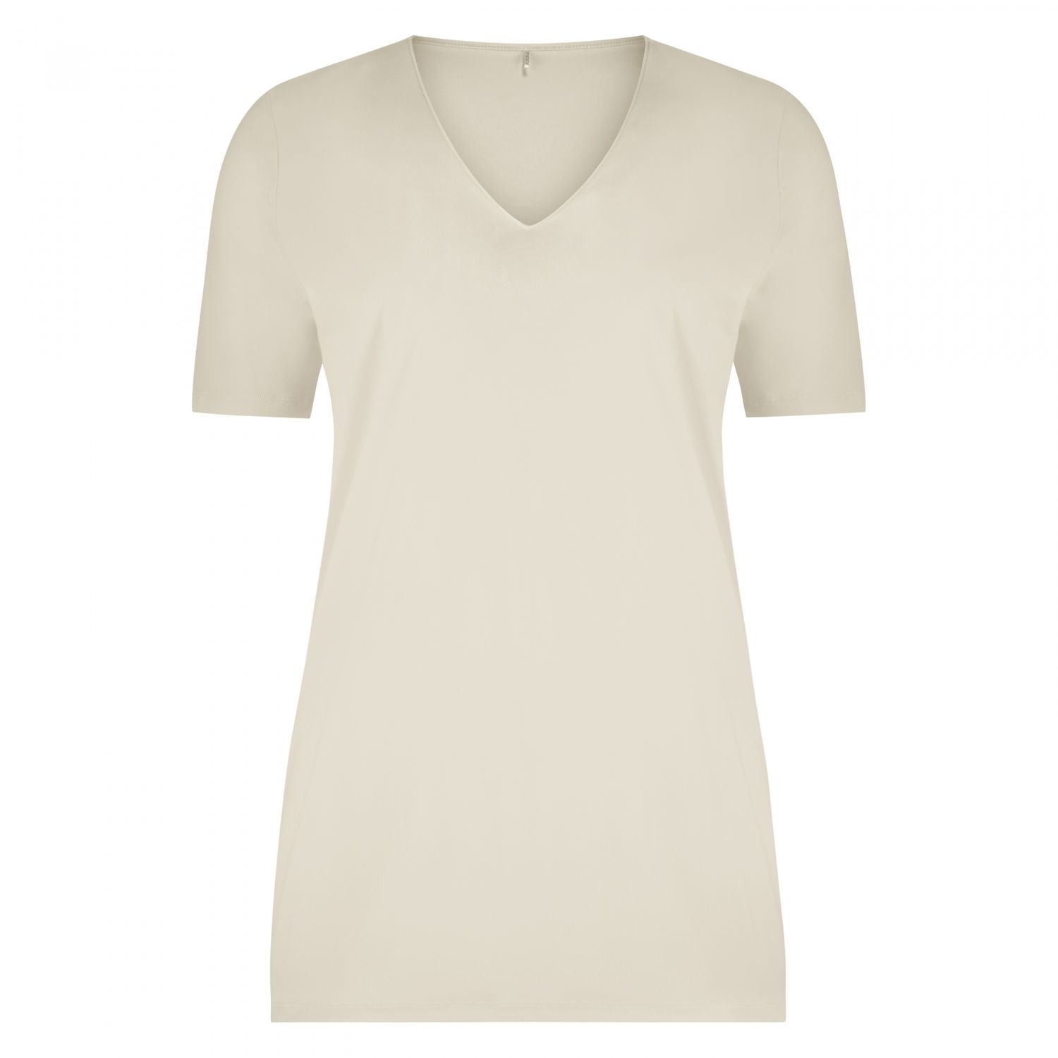 Plus Basics T-shirt met V-hals, Beige