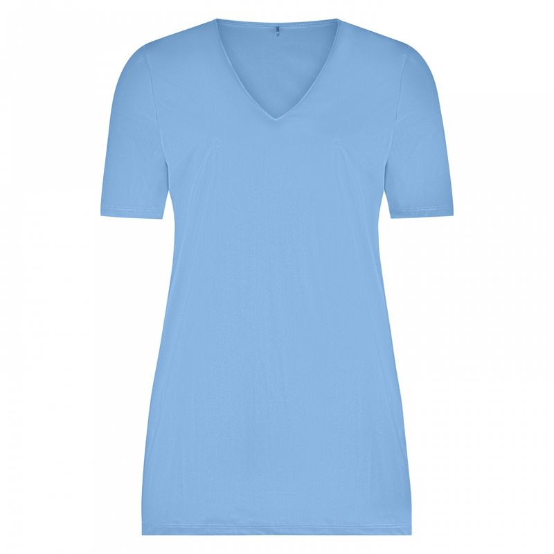 Plus Basics T-shirt met V-hals,  blauw