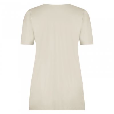Plus Basics T-shirt met V-hals, Beige