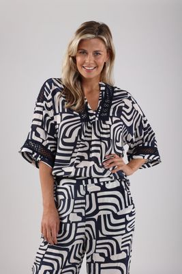 Nukus Nina top, Offwhite/Navy