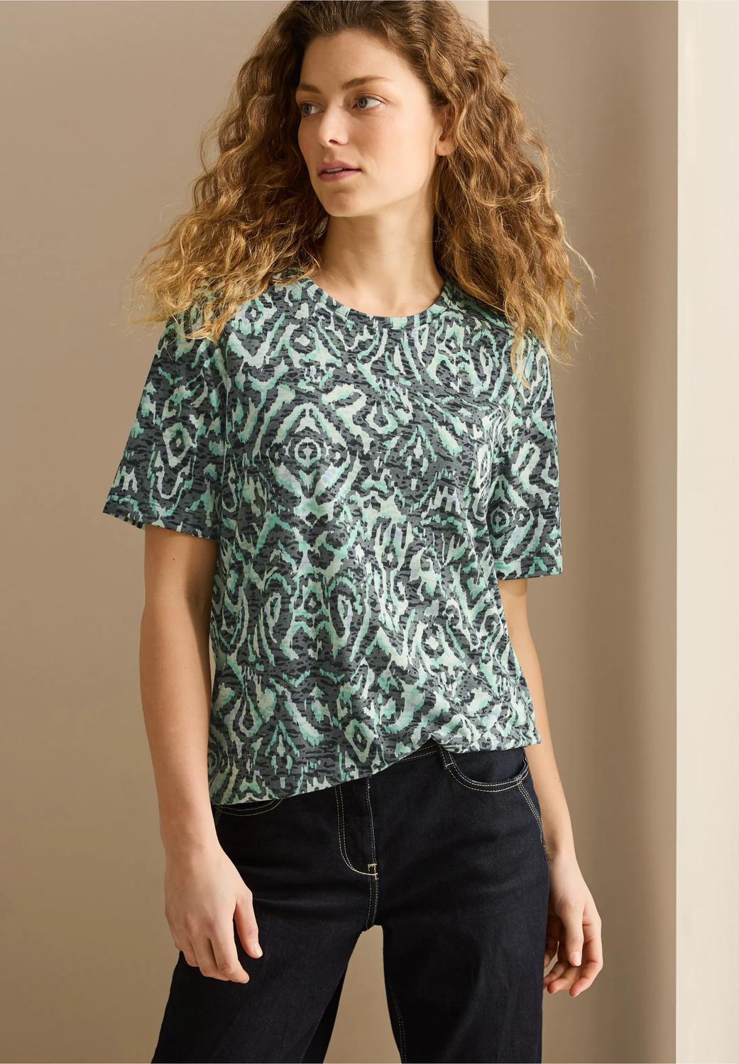 Cecil Shirt met sierpatroon, slate khaki