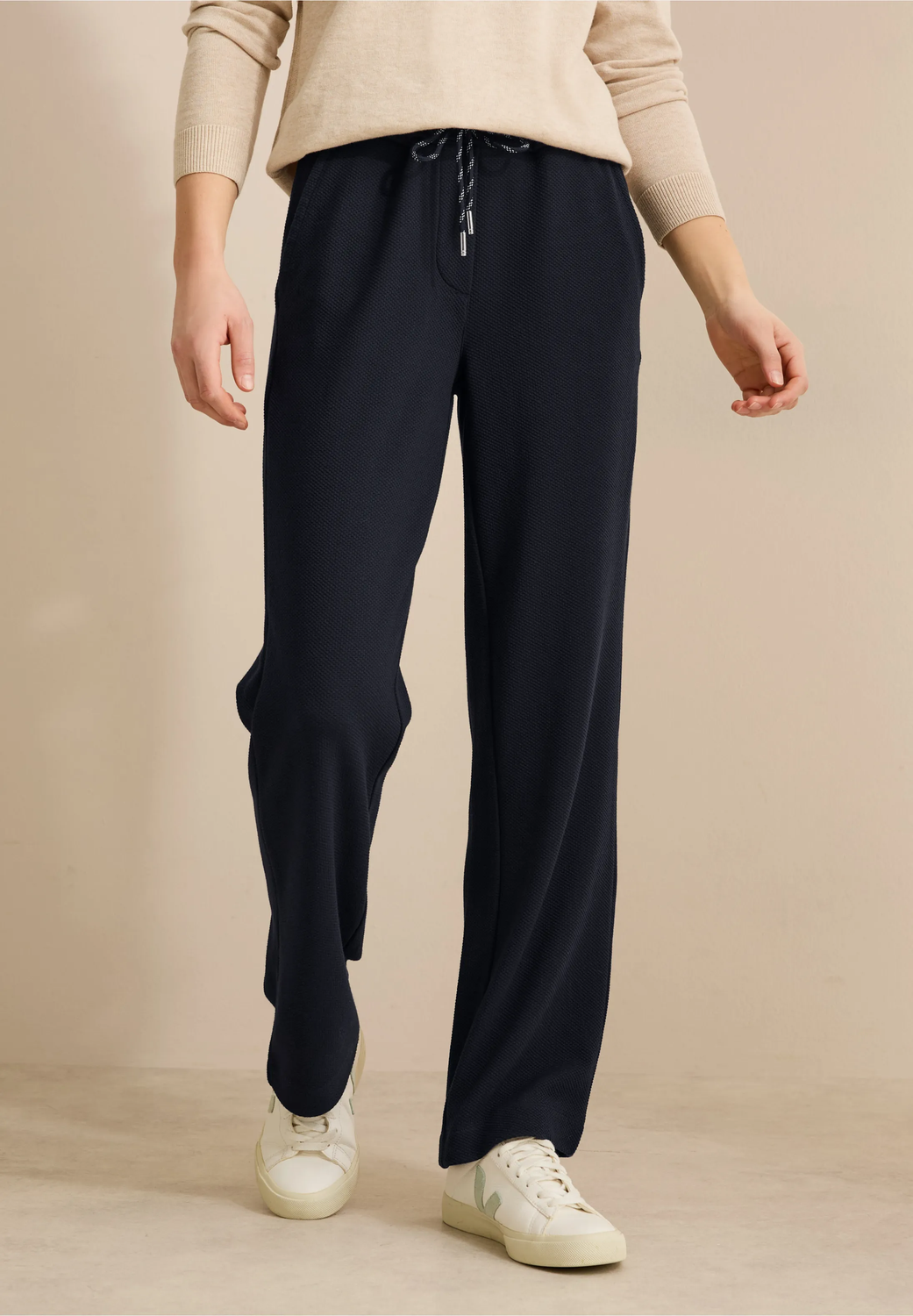 Cecil gestructureerde broek met rechte leg, universal blue