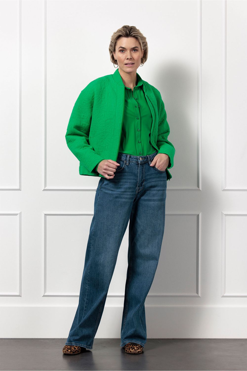 Studio Anneloes Candee flower jacquard jacket, clover green