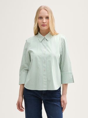 Tom Tailor, Losvallende blouse met strepen mid green white stripe