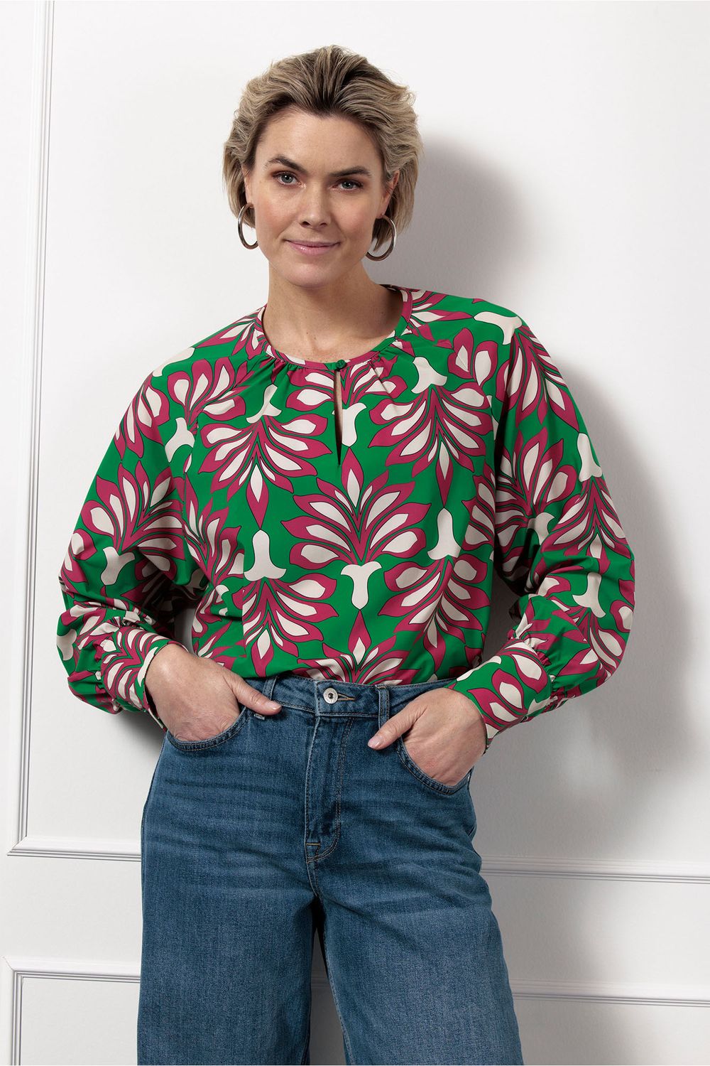 Studio Anneloes Charleze lotus top, clover green/cerise