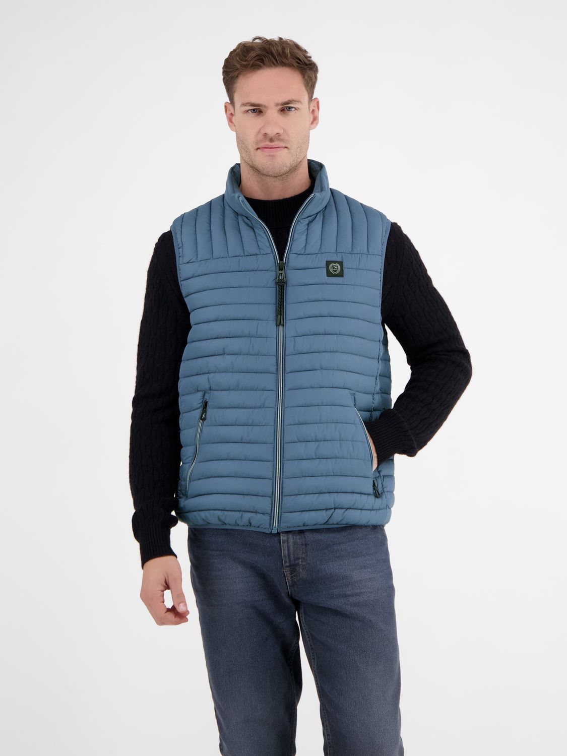 Lerros Licht gevoerd gewatteerd vest, crispy blue