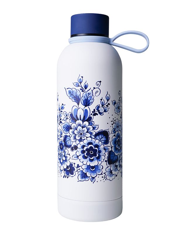 Heinen Waterfles Delfts - Geïsoleerd - RVS - 500 ml, delfts blauw