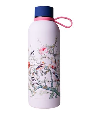 Heinen Waterfles Bosvogels roze - Geïsoleerd - RVS - 500 ml, delfts blauw