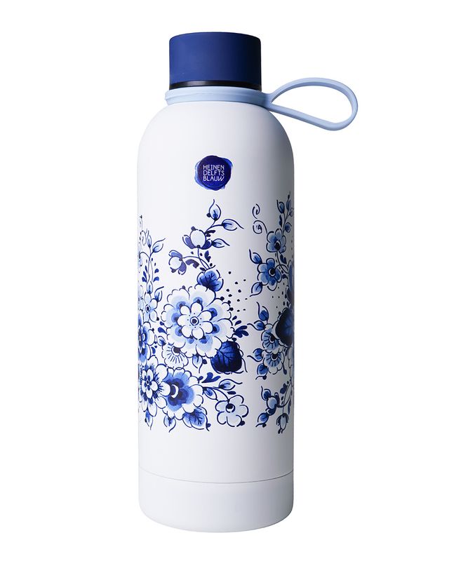 Heinen Waterfles Delfts - Geïsoleerd - RVS - 500 ml, delfts blauw