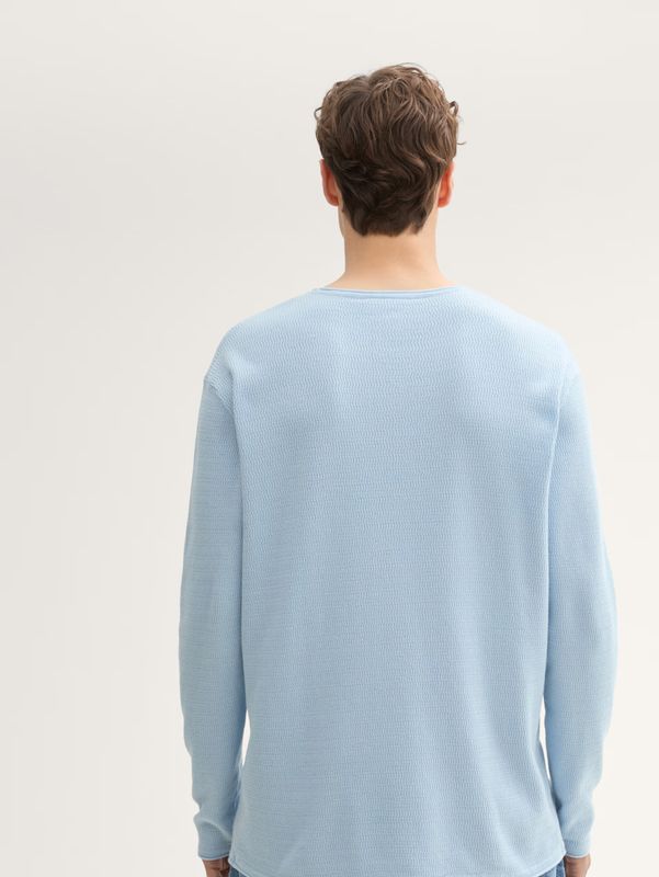 Tom Tailor Gebreide katoenen trui, Light Metal Blue