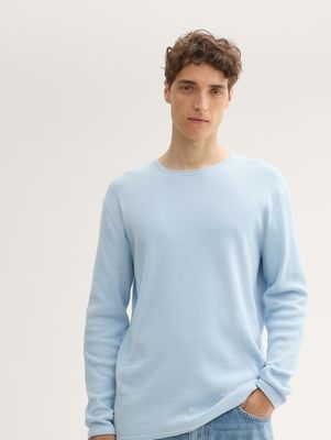 Tom Tailor Gebreide katoenen trui, Light Metal Blue