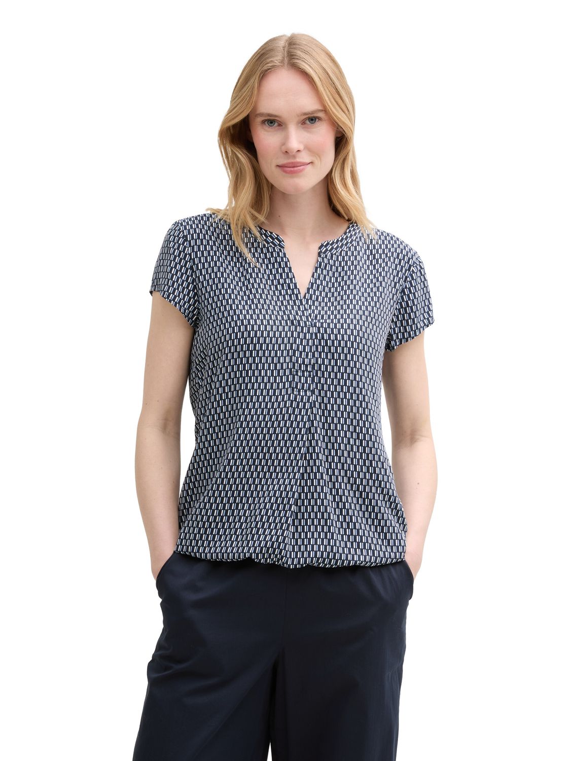 Tom Tailor Blouse met patroon, printed blue white minimal