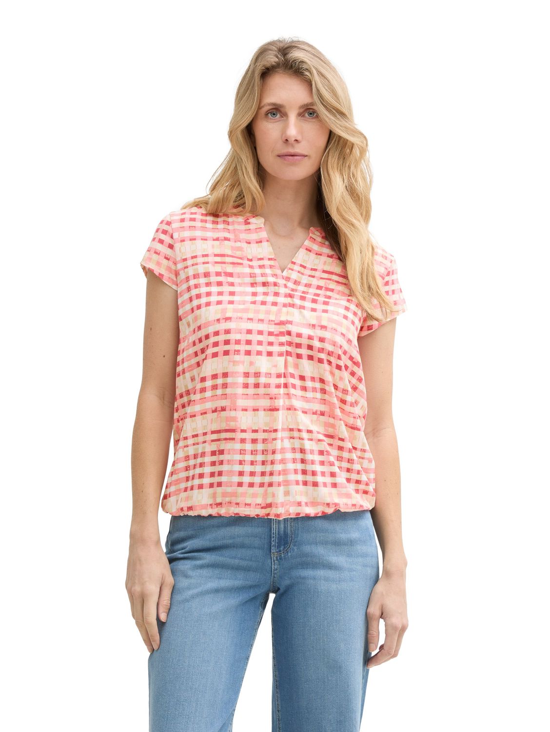 Tom Tailor Blouse met patroon, berry red check design