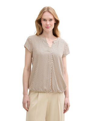 Tom Tailor Blouse met patroon, printed beige graphic minimal